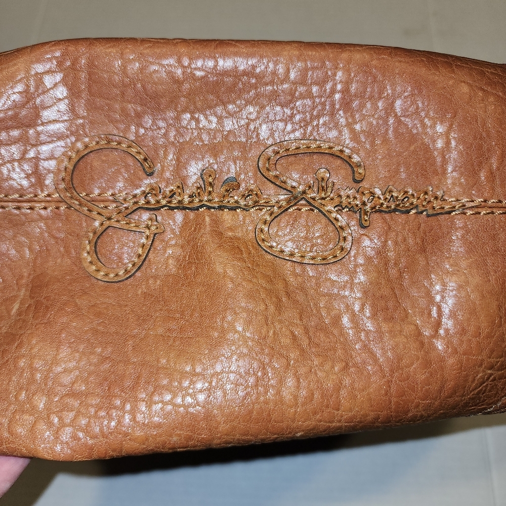 Jessica Simpson Hobo Leather  Brown  Large Handbag Tote Purse Cognac Peasant